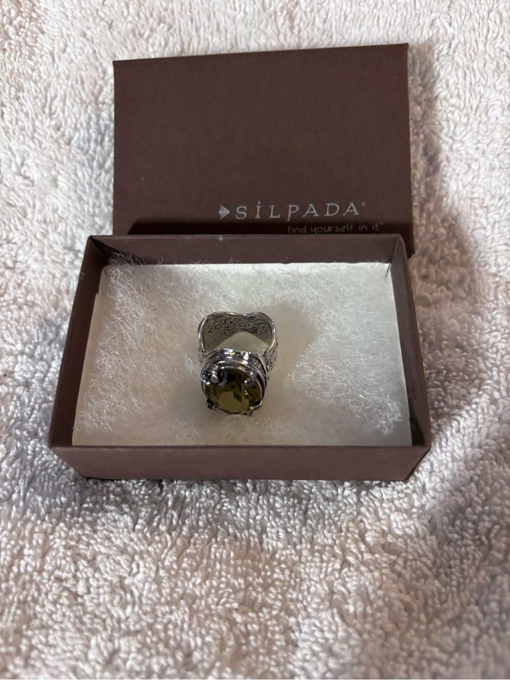 Silpada Green Stone Sterling Ring - size 7 - Picture 6 of 6